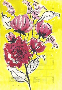 Rose, floral, jaune