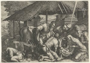 Adoration des bergers avec un jeune berger endormi