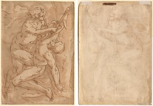 Apollon écorchant Marsyas (recto) Deux esquisses d