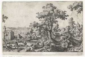 Apollon tue Coronis (Landschappen avec des représentations mythologiques et bibliques) - Anonymous