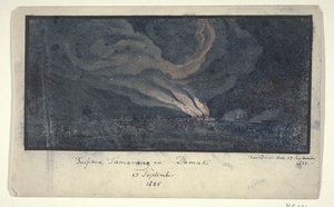 Incendie dans un paysage à Java central, 1825