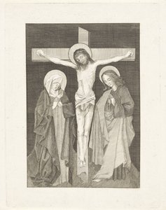 Christ en croix, avec Marie et Jean de chaque côté