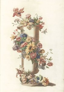 Vase cylindrique avec couronne de fleurs - Anonymous