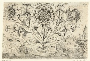 Trois fleurs et quatre feuilles - Anonymous