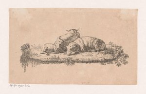Trois moutons couchés