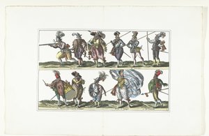 Double plaque avec onze citoyens armés en uniforme selon la mode à Anvers, vers 1580
