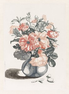 Cinq impressions de fleurs dans des vases en verre - Anonymous