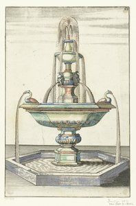 Fontaine composée de trois bassins (Architectura Curiosa Nova) - Anonymous