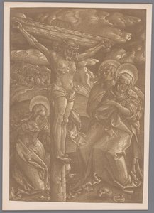 Reproduction photographique de la gravure en clair-obscur Christ en croix par Hans Baldung Grien