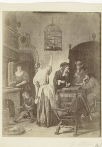Reproduction photographique du tableau La cage du perroquet de Jan Steen - Anonymous