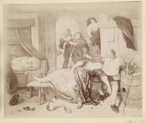 Reproduction photographique de la peinture Le couple ivre par Jan Steen