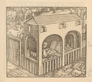 Francesco Petrarca écrivant dans sa maison