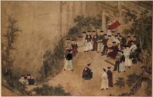 Général Shi Lang avec un groupe de dignitaires près d