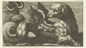 Monstre marin ailé avec une tête de chien - Anonymous