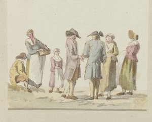Groupe de trois hommes et quatre femmes