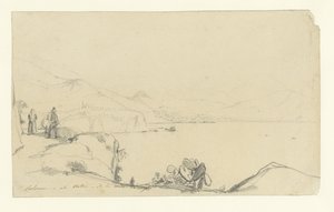 Vue de Salerne et Vietri, au premier plan un chemin le long du lac - Anonymous
