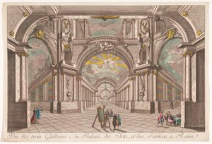 Vue des trois galeries du Palais des Arts et des Sciences à Rome - Anonymous