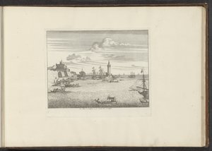 Vue du port avec un phare et un palais à Naples