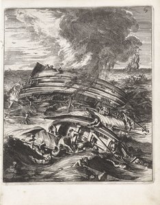 Navires de guerre chavirant