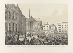 Arrivée de S.M. le roi Guillaume III sur le Dam, lors de son entrée solennelle dans la capitale du royaume, le 12 mai 1849 - Anonymous