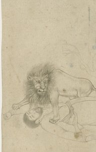 Lion attaquant un homme - Anonymous