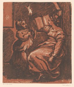 Sibylle lisant avec un enfant - Anonymous