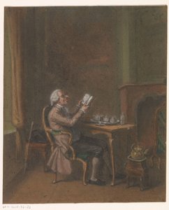 Homme lisant dans un intérieur - Anonymous