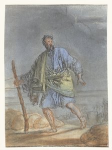 Homme marchant avec un bâton