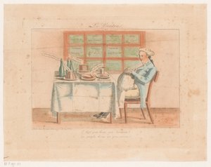 Homme avec gros ventre à une table dressée