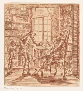 Homme avec deux serviteurs dans un bureau - Anonymous