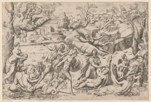Représentation mythologique avec une femme endormie