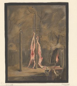 Scène nocturne avec les corps mutilés des frères De Witt à la potence - Anonymous