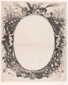 Encadrement avec putti et fruits