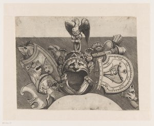 Ornement avec casque, bouclier, aigle et lion - Anonymous