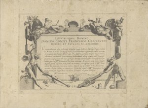 Cartouche ornemental avec dédicace au peintre Francesco Crescenzi - Anonymous