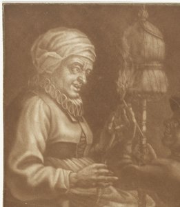 Vieille femme avec un fuseau