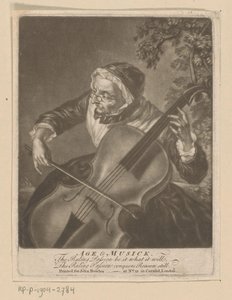 Vieille femme jouant du violoncelle - Anonymous