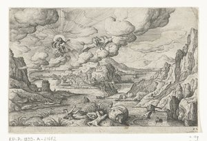 Phaéthon conduit le char du soleil Paysages avec des représentations mythologiques et bibliques (titre de la série)