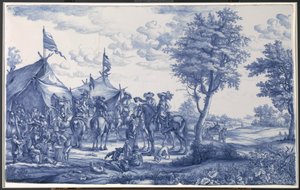 Plaque avec un camp militaire