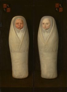 Portrait de jumeaux emmaillotés : les enfants décédés prématurément de Jacob de Graeff et Aeltge Boelens