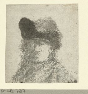 Portrait de Rembrandt avec un bonnet de fourrure - Anonymous