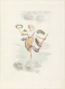 Putto avec couronne de laurier et trompette