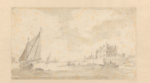 Paysage fluvial avec château (Loevestein ?)