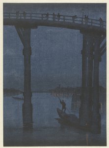 Barque sous un pont - Anonymous