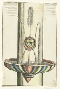 Bassin rond avec tête de lion (Architectura Curiosa Nova)