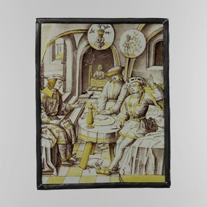 Vitre avec Joseph expliquant les rêves du sommelier et du boulanger - Anonymous