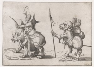 Cavalier sur un monstre ressemblant à un éléphant