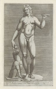 Sculpture de Bacchus et un chien