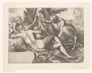 Vénus endormie espionnée par un satyre - Anonymous
