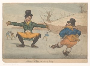 Caricature avec deux patineurs